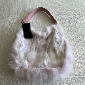 NWT Flo & Clo pink leather & fur shoulder bag